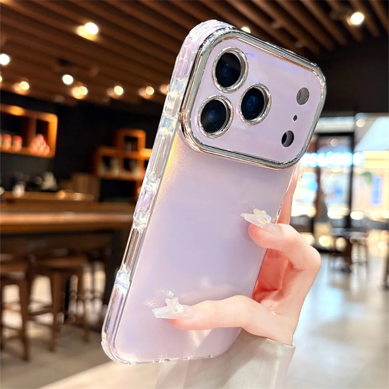 Camera Lens Protector - เคสโทรศัพท์แบบกลิตเตอร์เลเซอร์ออโรร่าเลนส์สีลูกกวาดเงางามสำหรับ iPhone 18 16 17 Pro