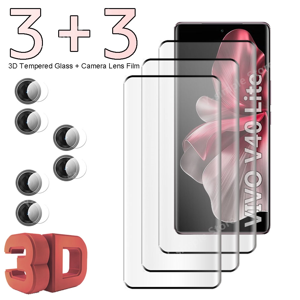 Vivo V40 - กระจกนิรภัยแบบโค้ง 3+3 ชิ้น สำหรับ vivo V40