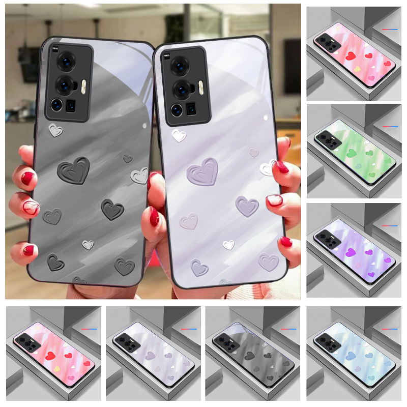 Vivo X200 - เคสโทรศัพท์มือถือกระจกสีดำลายศิลปะมินิมอลแบบเบลอ สำหรับ vivo X90 Pro+ X100