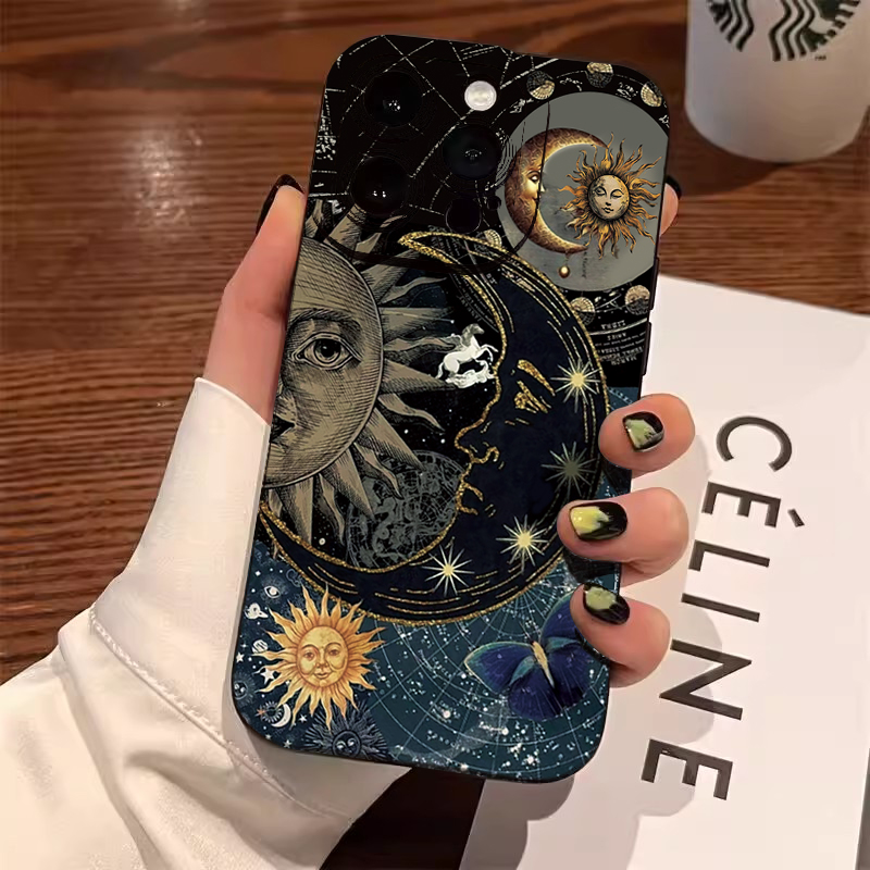 Samsung Galaxy A55 - เคสโทรศัพท์ลายพระอาทิตย์พระจันทร์สวยงาม สำหรับ Samsung Galaxy S25 S24