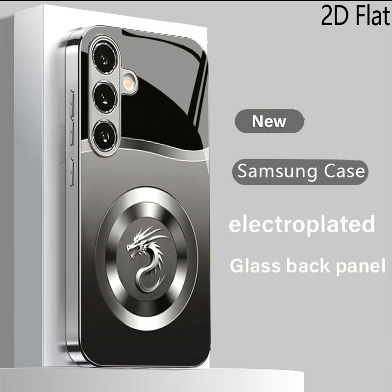 Samsung Galaxy A55 - ป้ายโลหะลายมังกรสีเงินสำหรับ Samsung Galaxy S26 S25 S24