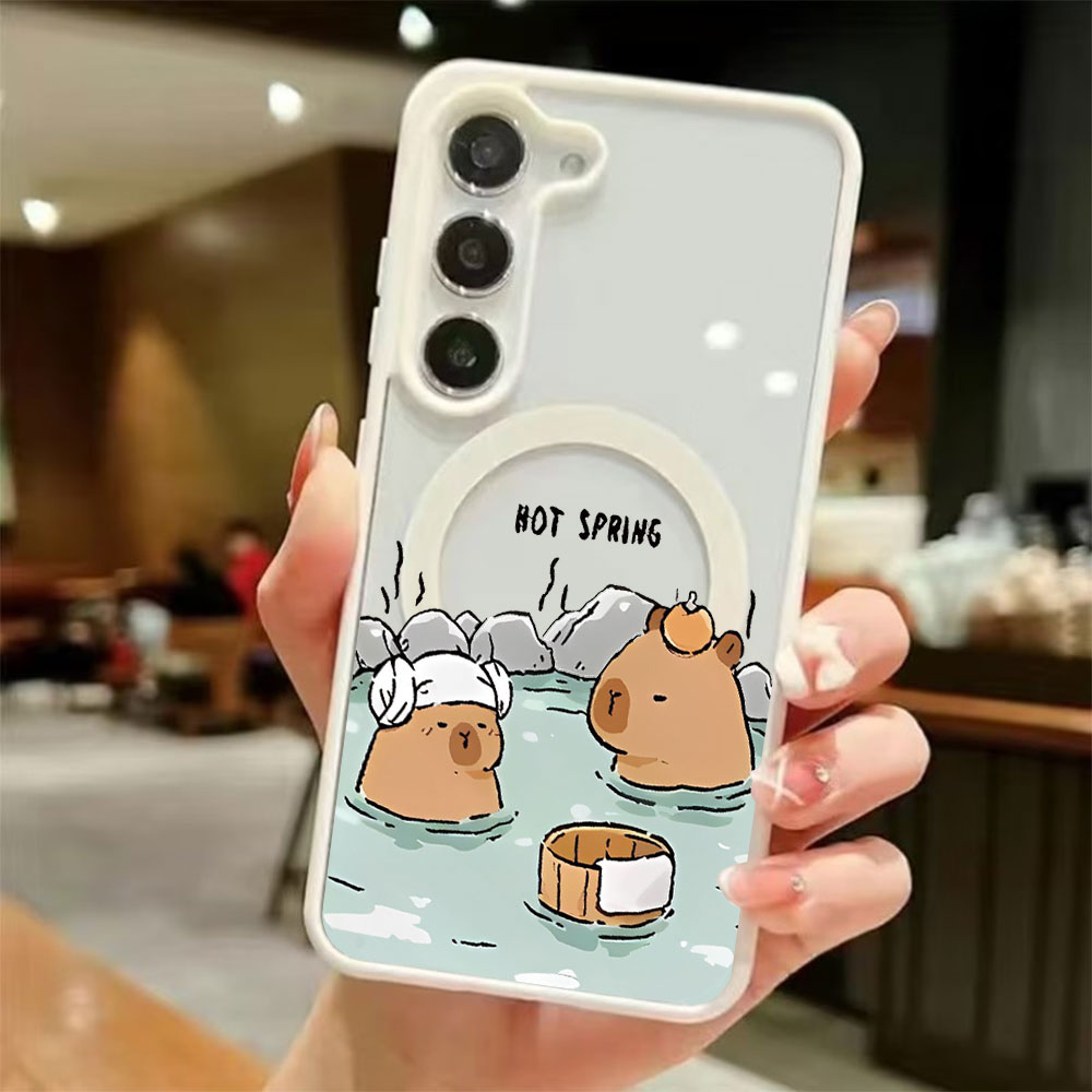 Samsung Galaxy S24 - เคสโทรศัพท์แม่เหล็กใสลายคาปิบารา สำหรับ Samsung Galaxy S26 S25
